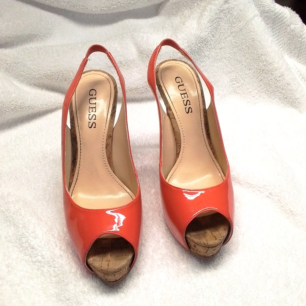 Guess orange platform heels